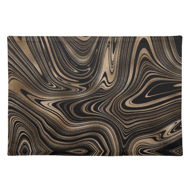 Elegant black gold marble cloth placemat (Front)