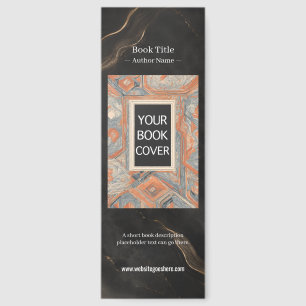 Elegant Black Gold Marble Custom Book Cover Author Bookmarks