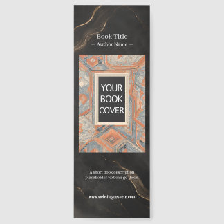 Elegant Black Gold Marble Custom Book Cover Author Bookmarks