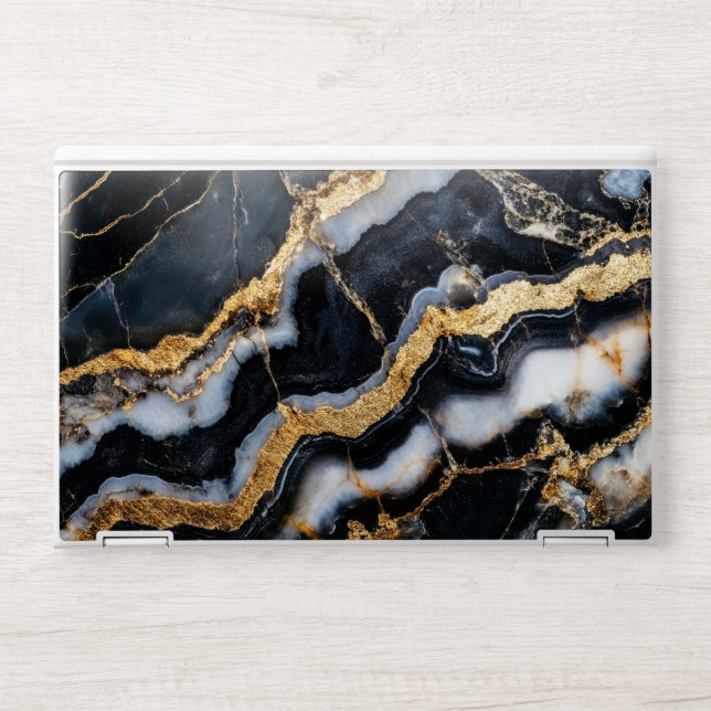 Elegant Black & Gold  Marble HP Laptop Skin (Front)