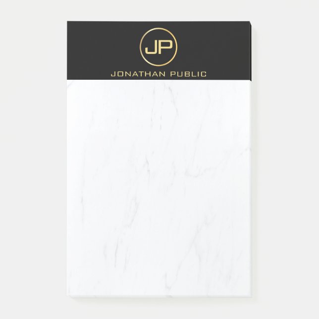 Elegant Black Gold Marble Simple Modern Template Post-it Notes (Front)