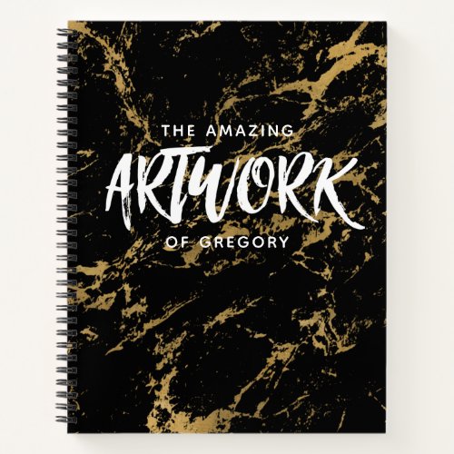 Elegant Black Gold Marble Sketchbook Notebook