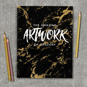 Elegant Black Gold Marble Sketchbook Notebook