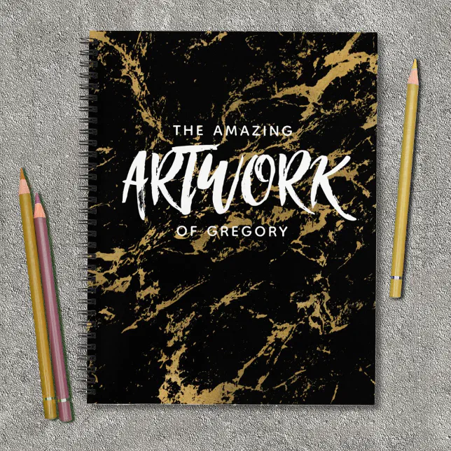 Elegant Black Gold Marble Sketchbook Notebook
