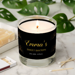 Elegant Black & Gold Masquerade Mask 16 Birthday   Scented Candle