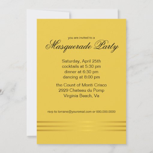 Elegant Black And Gold Masquerade Party Invitation Zazzle