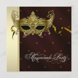 Elegant Black Gold Masquerade Party Invitations