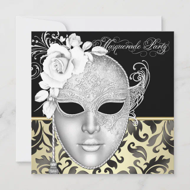 Elegant Black Gold Masquerade Party Invitations Zazzle