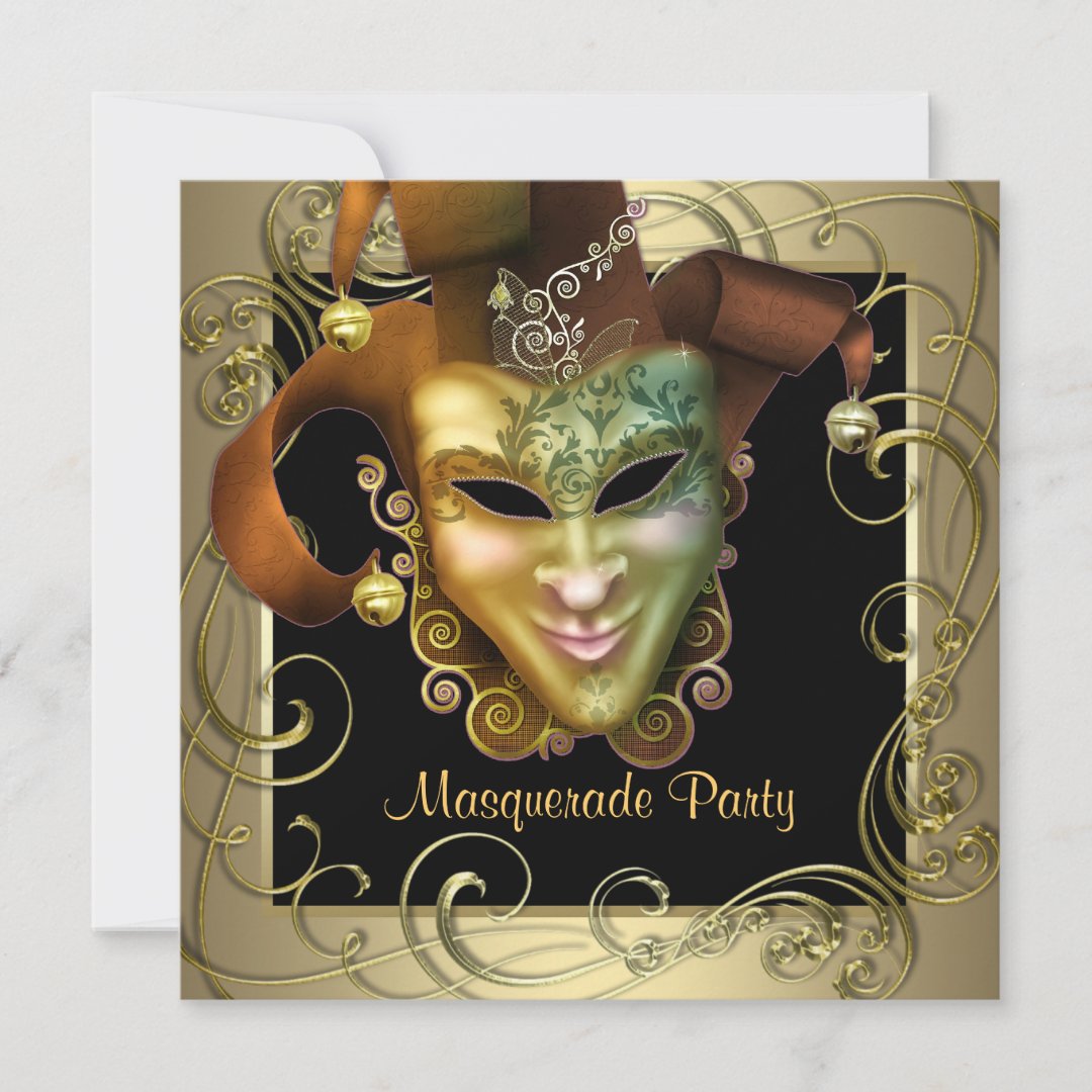 Elegant Black Gold Masquerade Party Invitations Zazzle