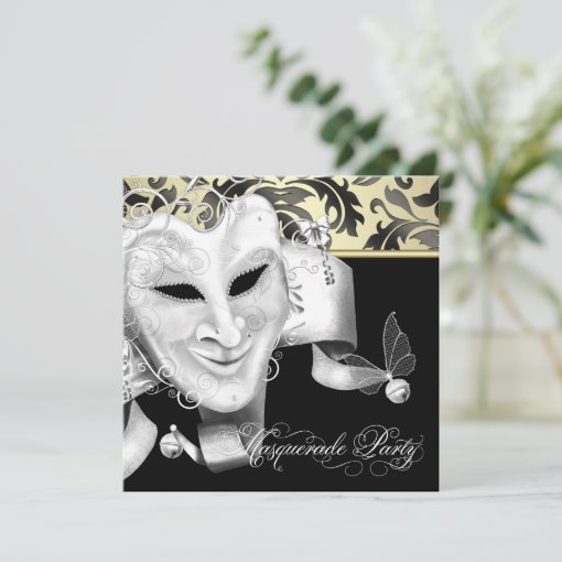 Elegant Black Gold Masquerade Party Invitations Zazzle