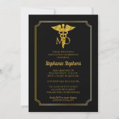 Elegant Black | Gold MD Physician Graduation Party Invitation (Front)