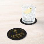 Elegant Black Gold Medical School Graduation Party Round Paper Coaster<br><div class="desc">This chic black and gold custom nursing or medical school graduation party coaster features modern typography for a class of 2026 graduate. Customize with your graduating year under the caduceus symbol for great personalized nurse or doctor coasters.</div>