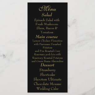 Elegant Black & Gold Menu card