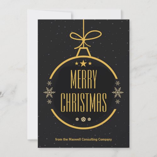 Elegant Black Gold Merry Christmas Custom Company Holiday Card