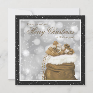 Elegant Black Gold Merry Christmas Holiday Cards