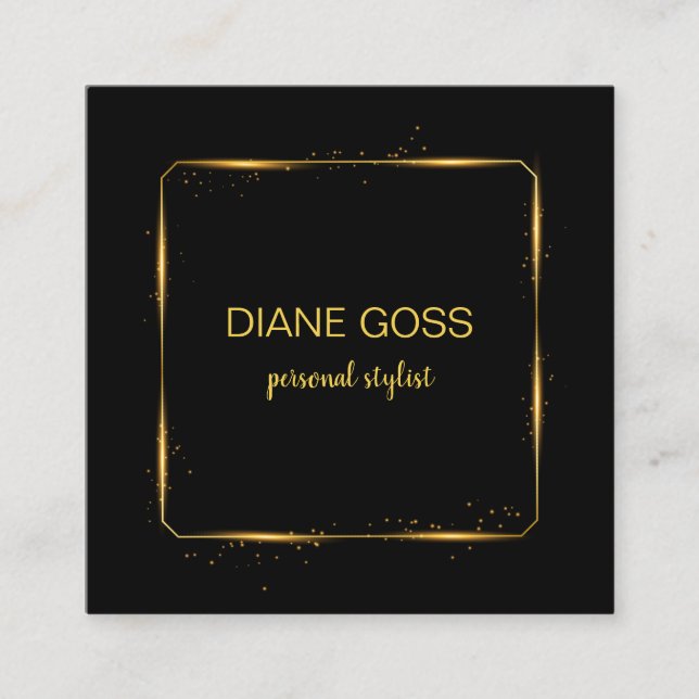 Elegant Black Gold metallic design Square Business Card (Front)