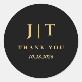 Elegant Black Gold Minimal Wedding Envelope Seal |