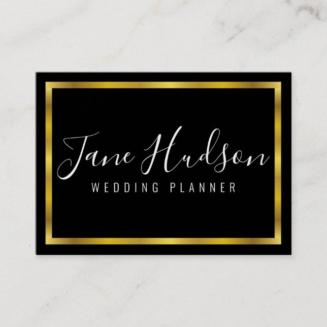 Elegant Black Gold Minimalist Editable 3.5x2.5 Business Card (Front)
