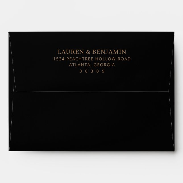 Elegant Black Gold Minimalist Envelope (Back (Top Flap))