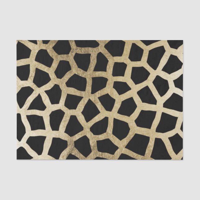 Elegant black gold modern animal print tissue paper (Front)