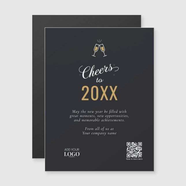 Elegant Black & Gold Modern Business Logo QR Code (Front/Back)