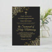 Elegant Black & Gold Modern Catholic Wedding Invitation | Zazzle