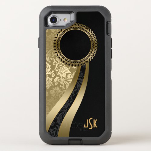 Elegant Black  Gold Modern Geometric Design OtterBox Defender iPhone SE87 Case
