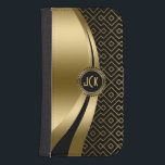 Elegant Black & Gold Modern Geometric Pattern Phone Wallet<br><div class="desc">Black and gold and black modern geometric pattern and dynamic modern lines design. Custom and optional monogram. Several variation on this design, with different position of the elements and different color combinations. Not actual glitter or metallic finish, but digital image effect. If you need any help customizing, changing color, or...</div>