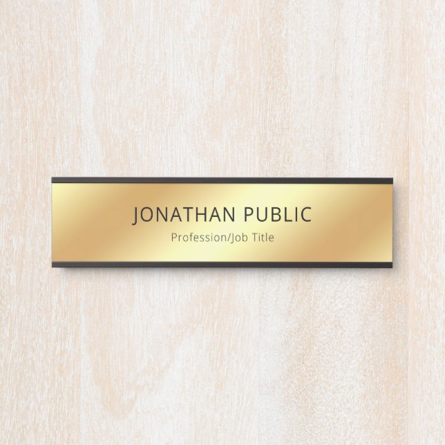 Elegant Black Gold Modern Glamour Luxury Hanging Door Sign (Front)