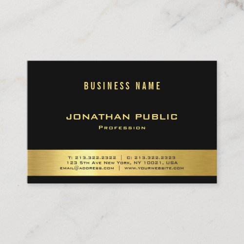 Elegant Black Gold Modern Luxe Professional Plain Business Card