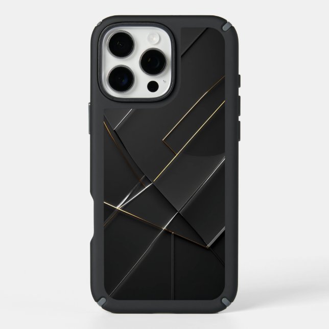 Elegant Black & Gold Modern Minimalist iPhone Case (Front)