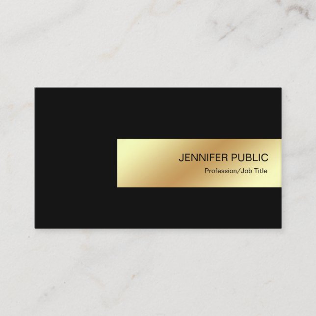 Elegant Black Gold Modern Professional Chic Simple Business Card (Front)