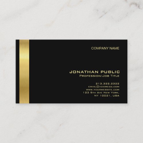 Elegant Black Gold Modern Professional Graphic Business Card