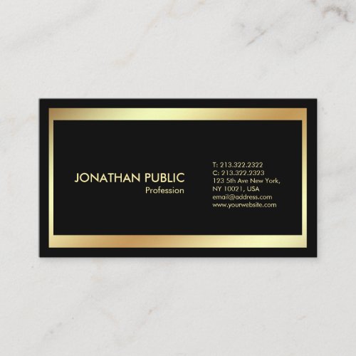 Elegant Black Gold Modern Professional Plain Business Card