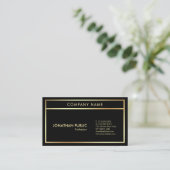 Elegant Black Gold Modern Professional Plain Business Card (Standing Front)