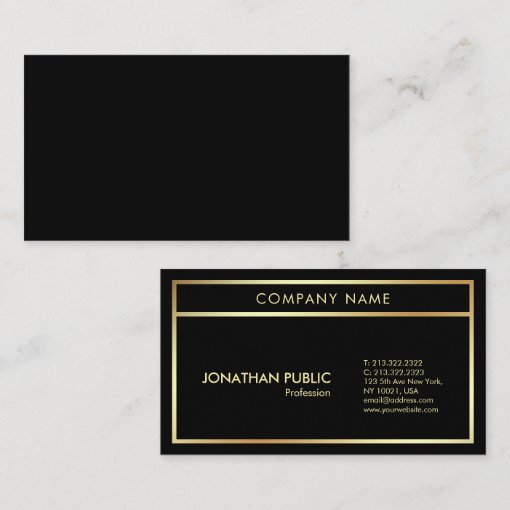 Elegant Black Gold Modern Professional Plain Business Card | Zazzle