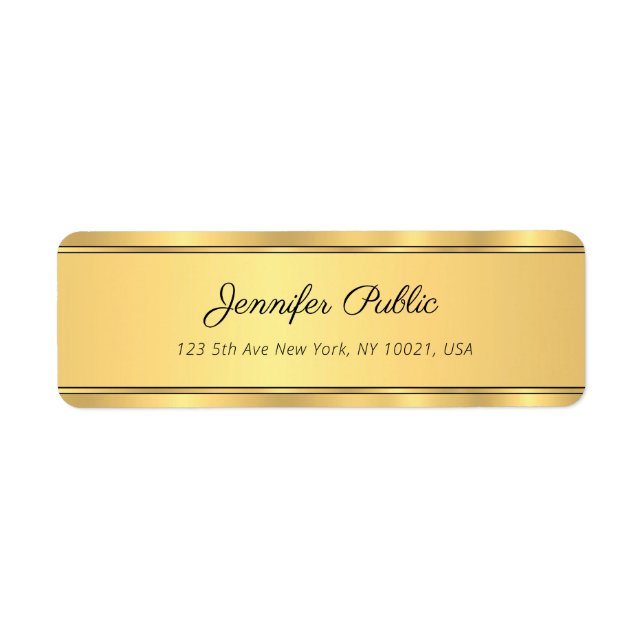 Elegant Black Gold Modern Template Return Address Label (Front)