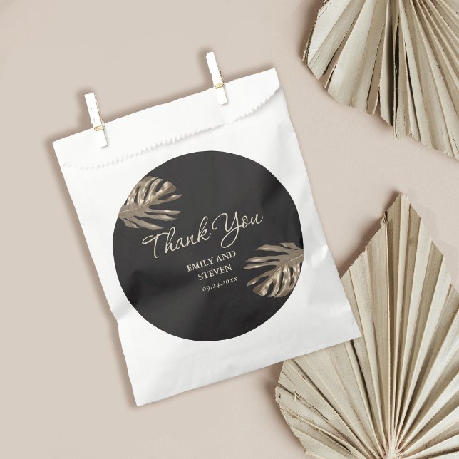  Elegant Black Gold Modern Thank You Wedding Favor Bag (Creator Uploaded)
