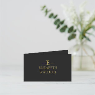 Elegant Black & Gold Monogram Folded Loyalty Card