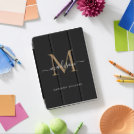 Elegant Black Gold Monogram Girly Chic Script Name iPad Air Cover Elegant Black Gold Monogram Girly Chic Script Name iPad Air Cover