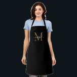 Elegant Black Gold Monogram Girly Feminine Script Apron<br><div class="desc">Simple Black Gold Monogram Elegant Feminine Script Apron</div>