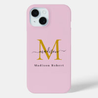 Elegant Black Gold Monogram Initial Funny Script