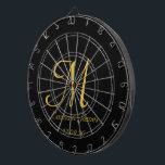 Elegant Black Gold Monogram Initial Name Custom Dart Board<br><div class="desc">Elegant Black and Gold Monogram Initial Name Custom Dart Board</div>