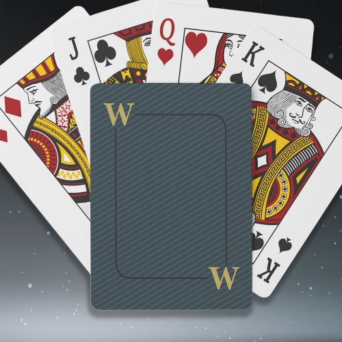 Elegant Black Gold Monogram Initial Playing Cards