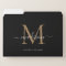 Elegant Black Gold Monogram Initial Script Name