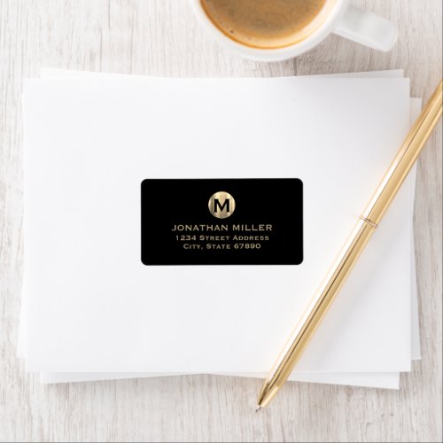 Elegant Black Gold Monogram Label