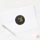 Elegant Black Gold Monogram Letter B Heart Diamond Classic Round ...