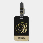 Elegant Black Gold Monogram Letter B with Name