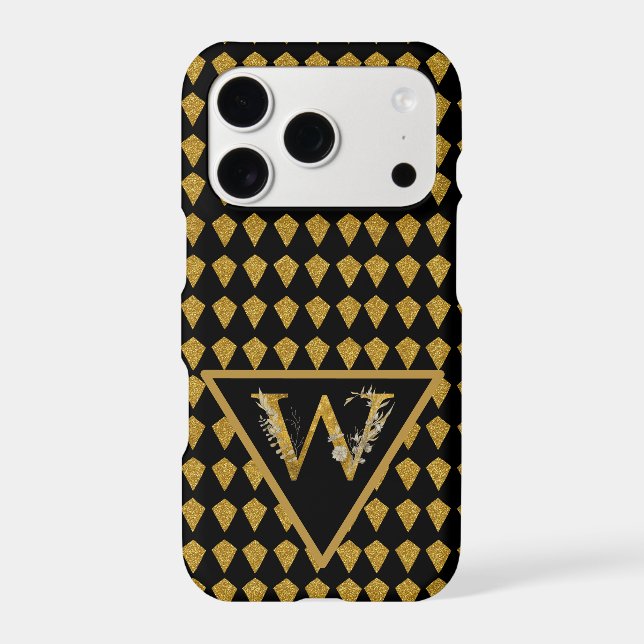 Elegant Black & Gold Monogram Letter "P" Case-Mate iPhone Case (Back)