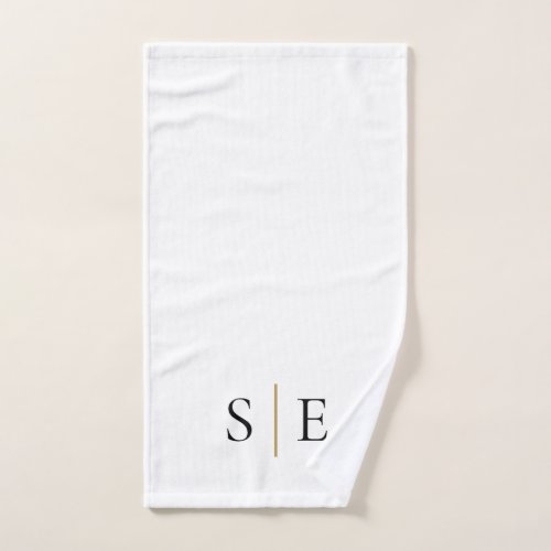 Elegant Black Gold Monogram Minimalist Bath Towel Set - This chic modern design can be personalized with your monogram initials. Designed by Thisisnotme©